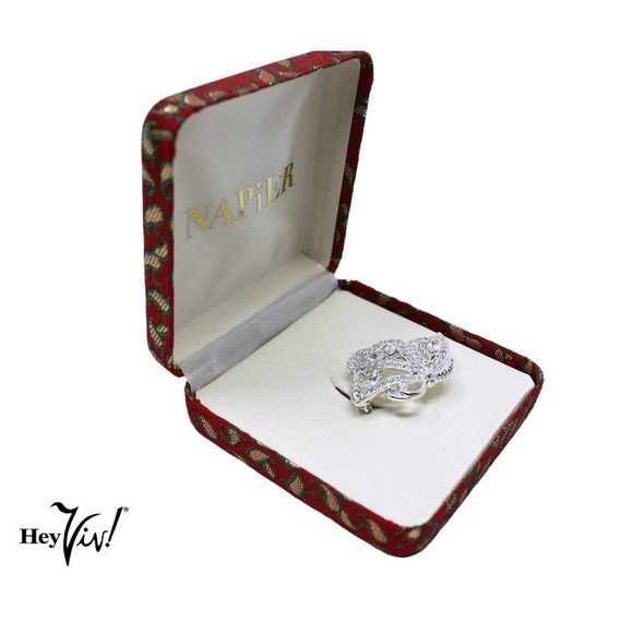 Vintage Stylized Rhinestone Butterfly 1" Pin Original Napier Gift Box - Hey Viv - Picture 4 of 6